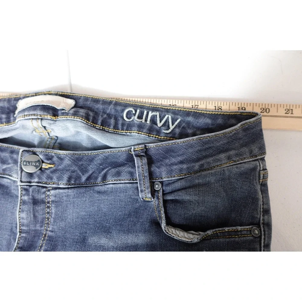 Slink‎ Jeans Womens 16 Blue Medium Wash High Rise Curvy Straight Denim Pants